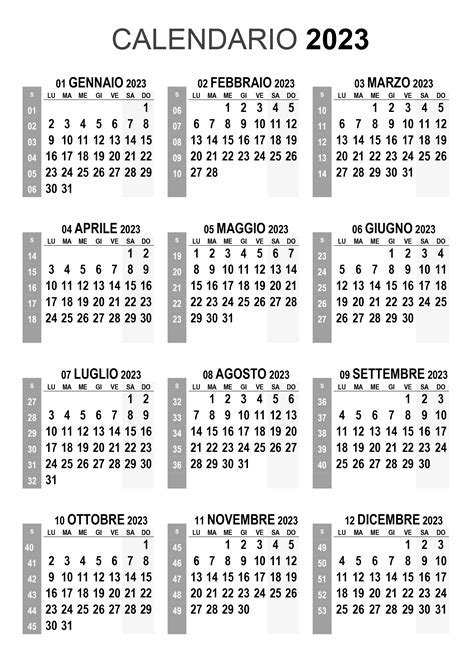 Calendario Annuale 2023 Da Stampare