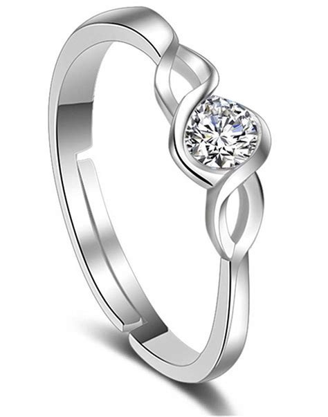 Buy Karatcart Platinum Plated Elegant Classic Crystal Adjustable Ring