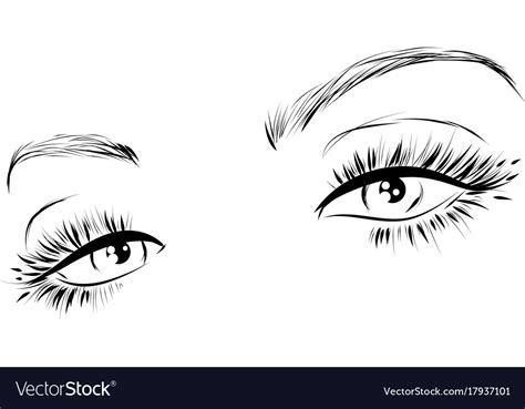 female eyes drawing long eyelashes royalty free vector image