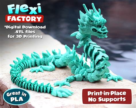 Flexi Print In Place Imperial Dragon Stl File For 3d Etsy Canada