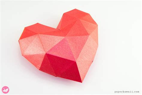 3d Paper Heart Tutorial And Template Paper Kawaii