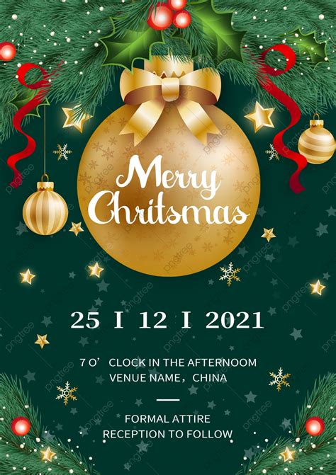 Christmas Party Green Creative Invitation Template Download On Pngtree