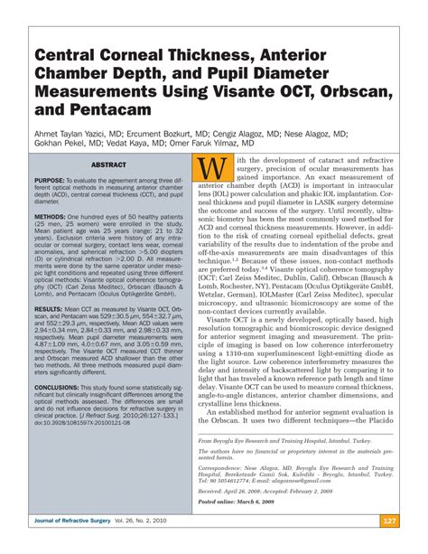 Pdf Central Corneal Thickness Anterior Chamber Depth And Pupil