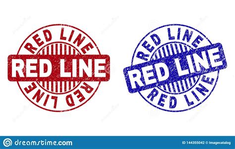 Grunge Red Line Scratched Round Stamps Stock Vector Illustration Of