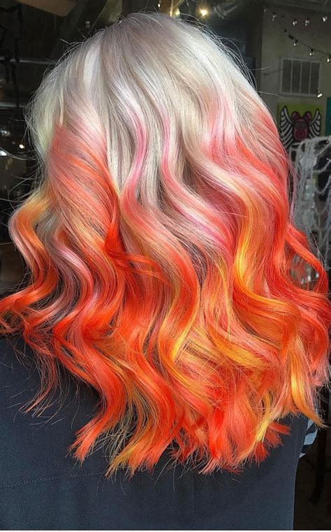 25 Creative Hair Colour Ideas To Inspire You Ombre Fiery Lob