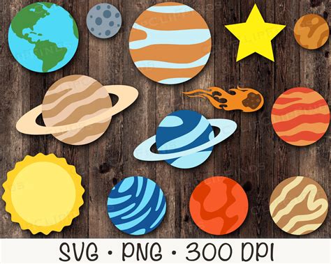 Planets Svg Space Png Solar System Clipart Instant Digital Etsy Canada