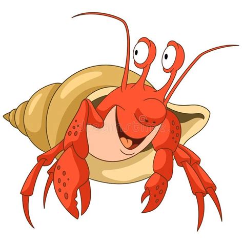 Cartoon Hermit Crab Cute And Happy Cartoon Hermit Crab With A Shell