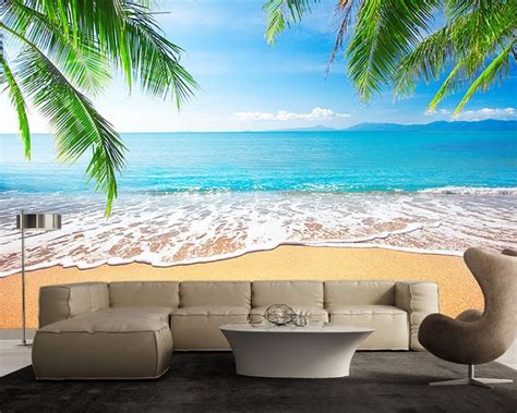 Palm And Tropical Beach Large Wall Mural Self Adhesive Etsy Large