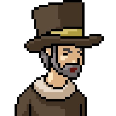 Premium Vector Pixel Art Of Old Man Top Hat