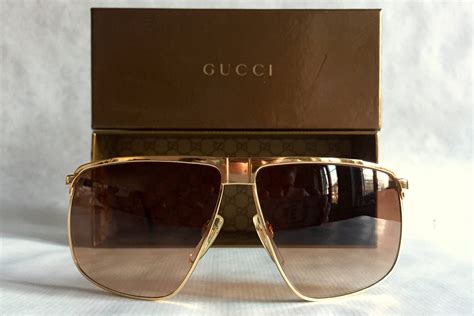 gucci gg40 22kt gold vintage sunglasses new old stock including original box