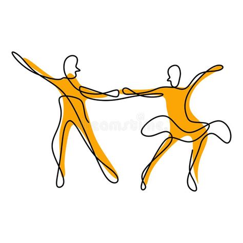 Continuous Line Drawing Dancing Couple Stock Illustrations 157