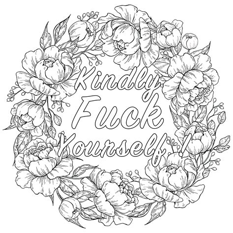 Kindly Fuck Yourself Swear Word Coloring Page Swear Word Adult