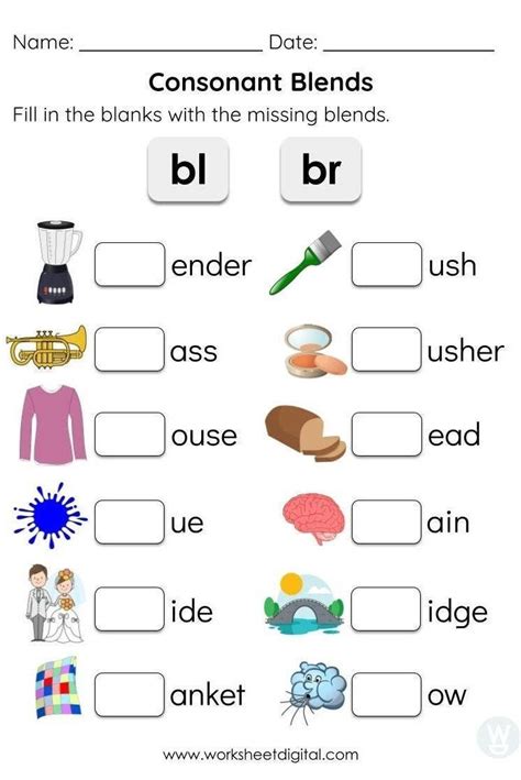 Beginning Consonant Blends Comes With 8 Printable Pdf Worksheets