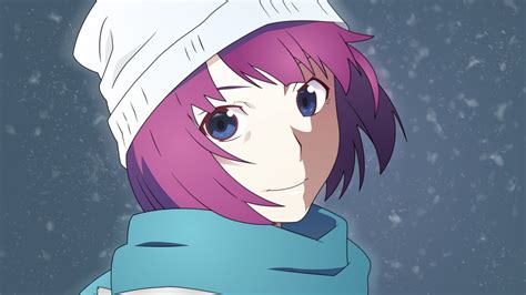 Wallpaper Blue Eyes Purple Hair Snow Anime Girls Anime Vectors