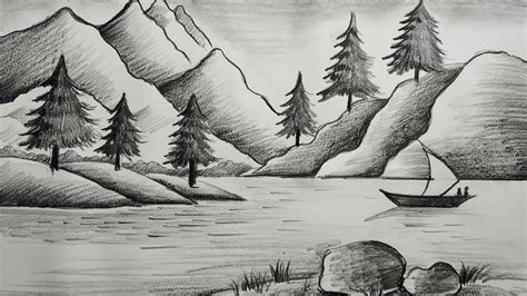 How To Draw Easy Scenery Pencil Shading For Beginners