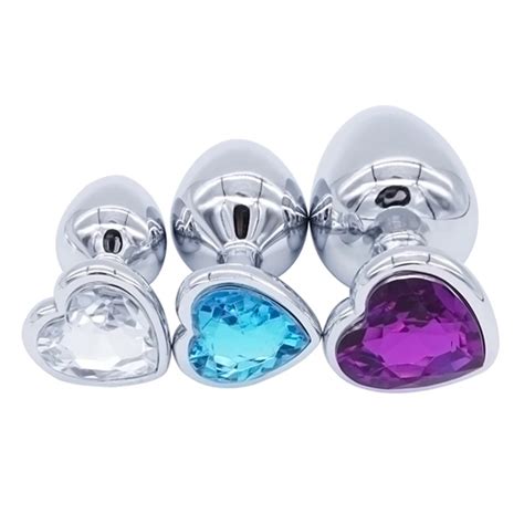 3pcsset Anal Beads Crystal Jewelry Heart Butt Plug Sex Toys Dildo Small Medium Big Stainless