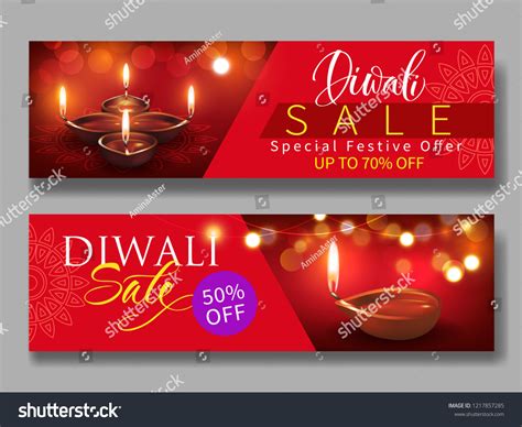 Diwali Creative Promotion Banners Diyas Oil Stock Vector Royalty Free