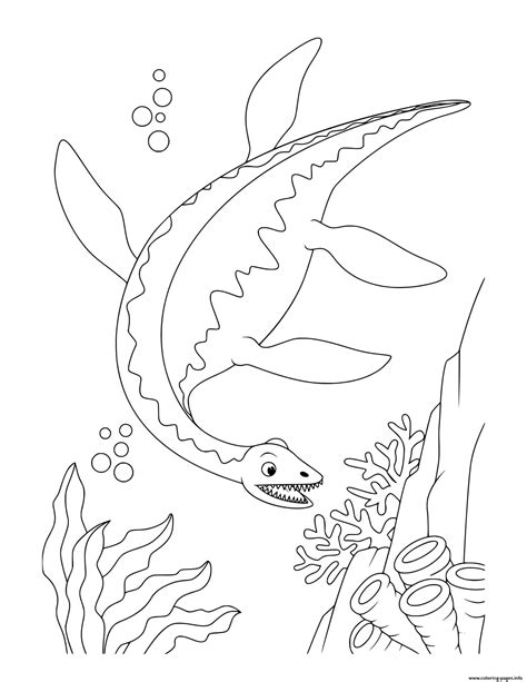 Swimming Dinosaur Coloring Pages Free Printable Dinosaur Coloring My