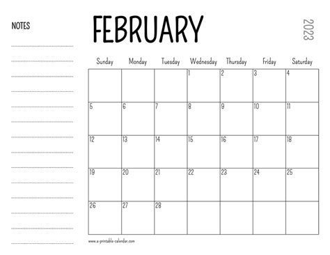 February 2023 Printable Calendar A Printable Calendar