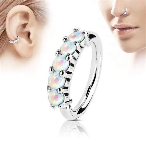 White Opals Nose Ring Stud Mm Etsy Opal Nose Ring Studs Opal