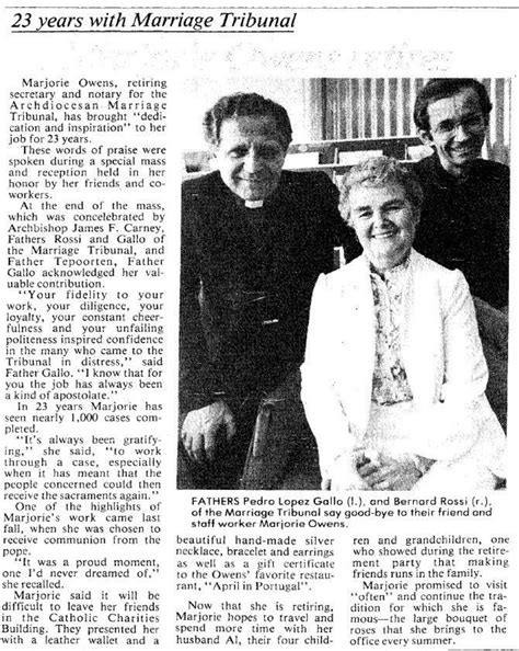 Marjorie Owens worked in marriage tribunal - BC Catholic - Multimedia