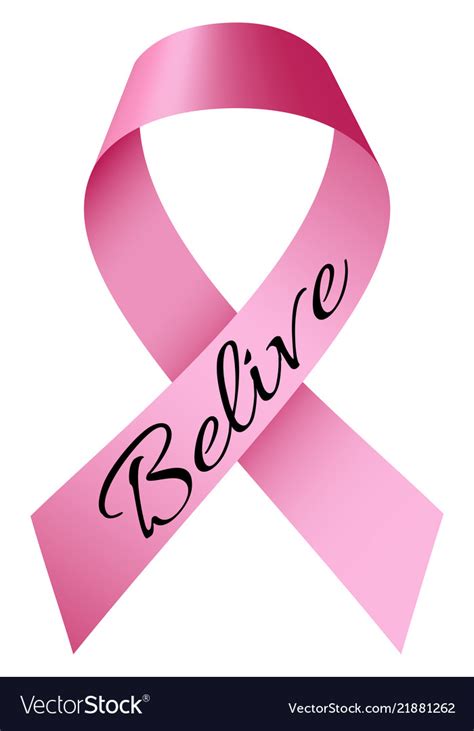 Believe Breast Cancer Logo Realistic Style Vector Image