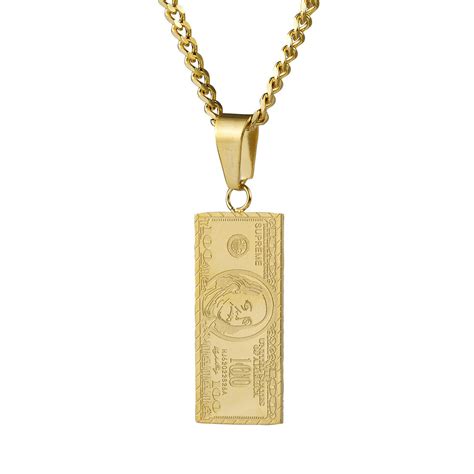 14k Gold Plated One Hundred Dollar Bill Pendant 100 Cash Money Hip Hop