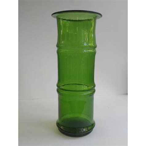 Mid Century Chinoiserie Blenko Bamboo Green Glass Vase Chairish
