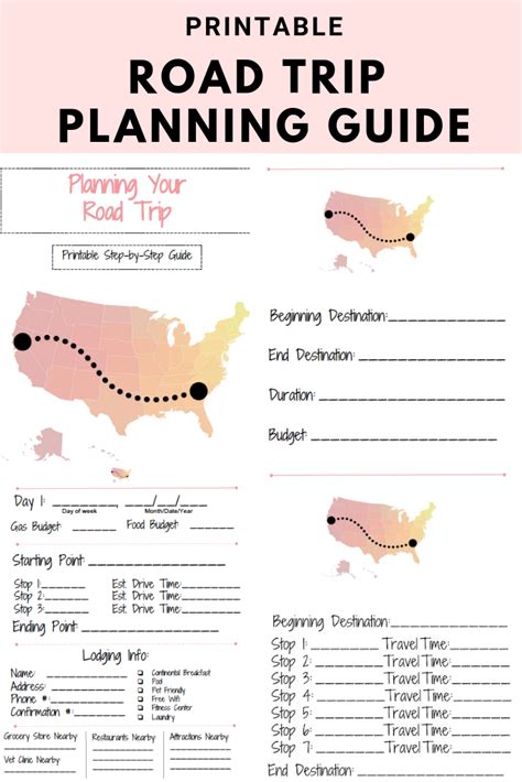 Free Printable Road Trip Planning Guide Road Trip Planning Trip