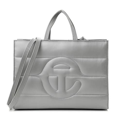 Telfar Nylon Medium Puff Shopping Bag Grey 1148788 Fashionphile