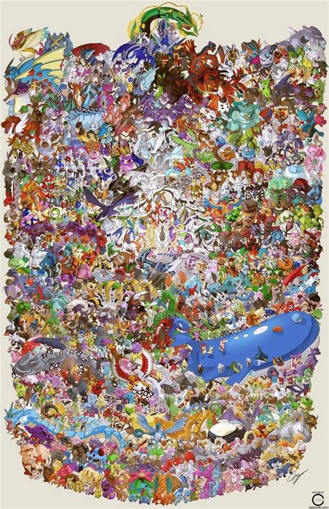 All 721 Pokemon drawn into one picture : pokemon