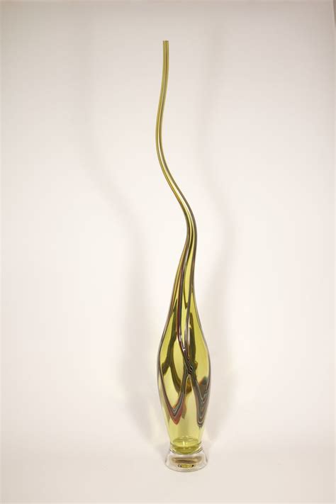 Victor Chiarizia Swan Neck Alto Lemon Blown Glass 38 X 4 X 4 In Glass Blowing Art