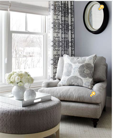COMFY GRAY CHAIRS SEATING AREA W ROUND OTTOMAN FOR BEDROOM RoundChair