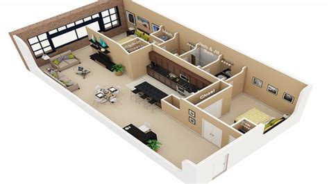 Modern Lofts 2 Bedroom Loft Apartment Floor Plan 2