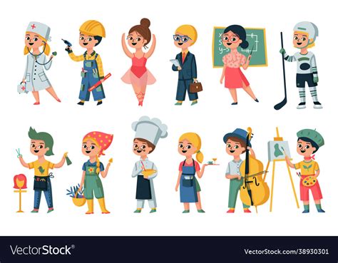 Kids Occupations Icon Set Royalty Free Vector Image