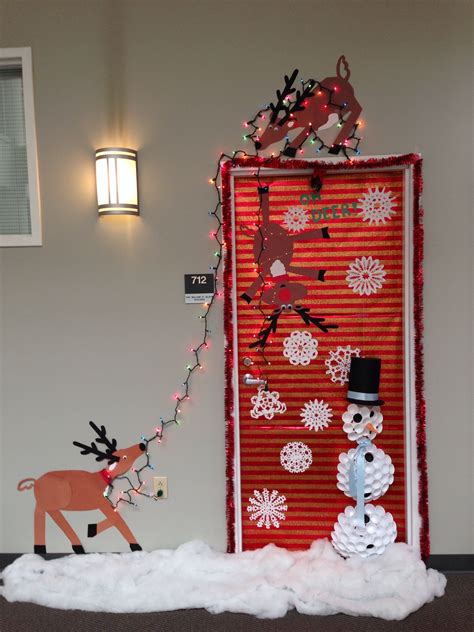 Our Christmas Door Decoration First Place Made Snowman With Dixie