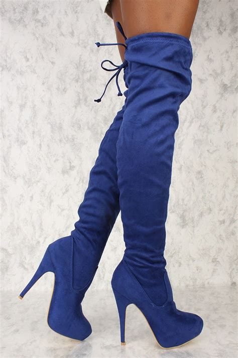 sexy royal blue platform pump thigh high ami clubwear boots boots shoe boots boots outfit