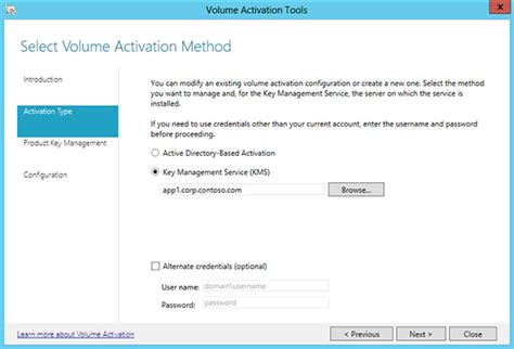 Активация с помощью службы управления ключами Windows 10 Windows