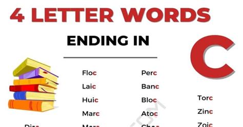 44 Common 4 Letter Words Ending In C In English • 7esl