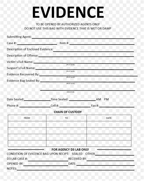 Template Crime Scene Evidence Chain Of Custody Form Png
