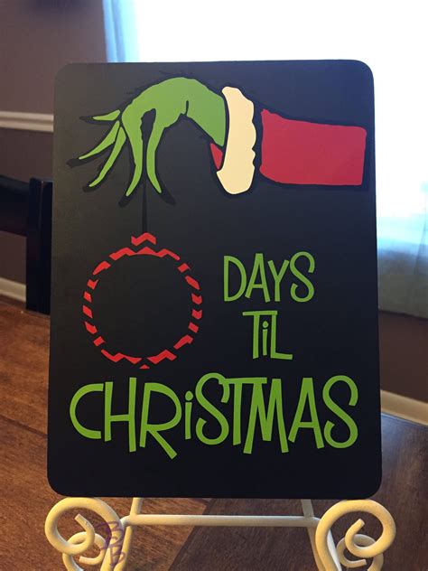 Grinch Christmas Chalkboard Countdown Board Days Til