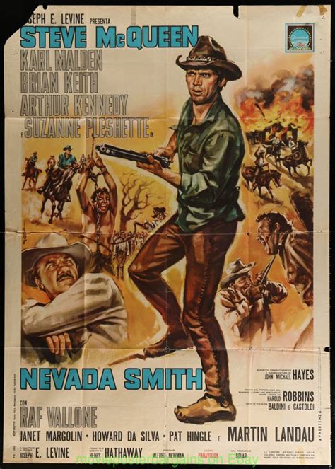 Nevada Smith Movie Poster Italian Folded 39x55 Fair Condition Steve