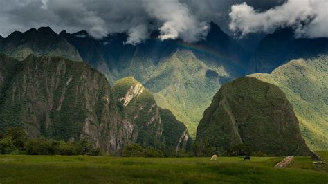 Nature Landscape Trees Clouds Hill Peru Mountain Field Forest