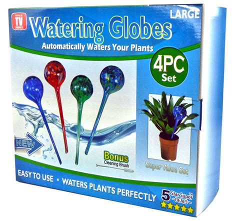 4 Large Aqua Plant Glass Watering Globes Automatic Self Water Bulbs