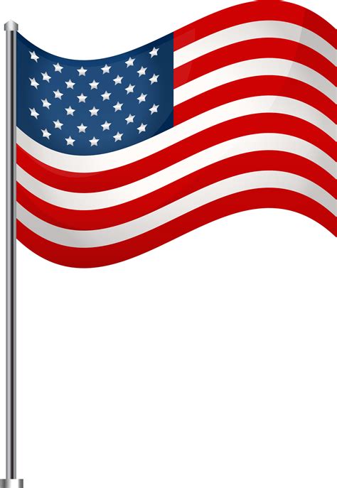 Waving american flag of the united states. Library of americn flag on long pole jpg transparent library with transparent background png ...