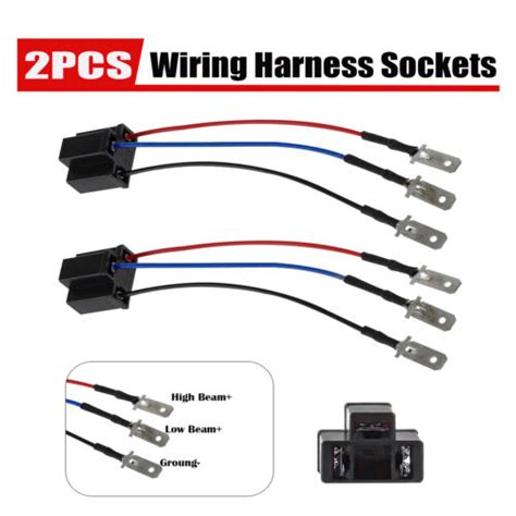 2x h4 9003 wiring harness wire sockets h4 to 3 pin adapter for 5x7 4x6 headlight ebay