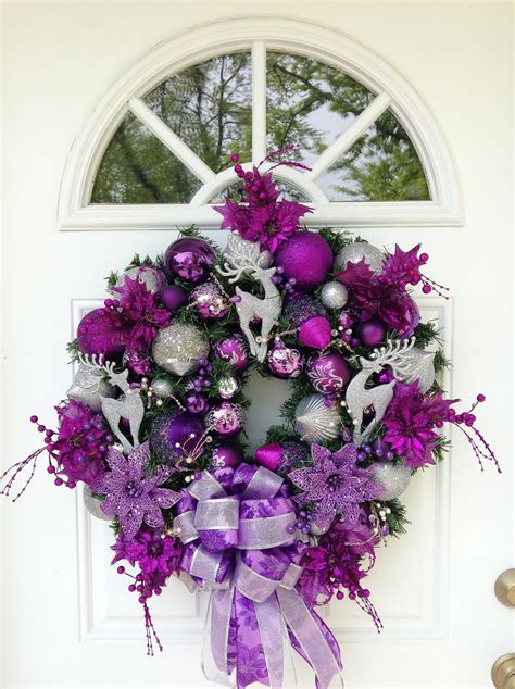 Purple Silver Christmas Wreath