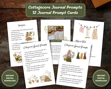 Cottagecore Journal Prompts Cottagecore Theme Journal Kit Etsy