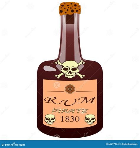 Bottle Of Pirate Rum Stock Vector Illustration Of Background 66797174