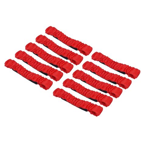 Uxcell Elastic 3 Legged Race Tie Band Outdoor Carnival Relay Game Red 10 Pack